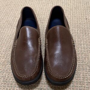 Elegant Brown Leather Slip-On Loafers for Men